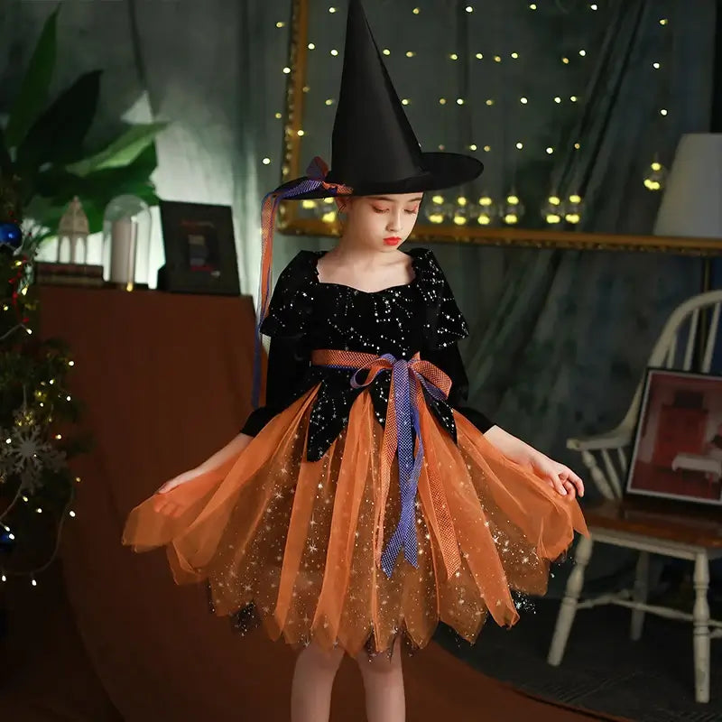 Girls Halloween Witch Dress Costume