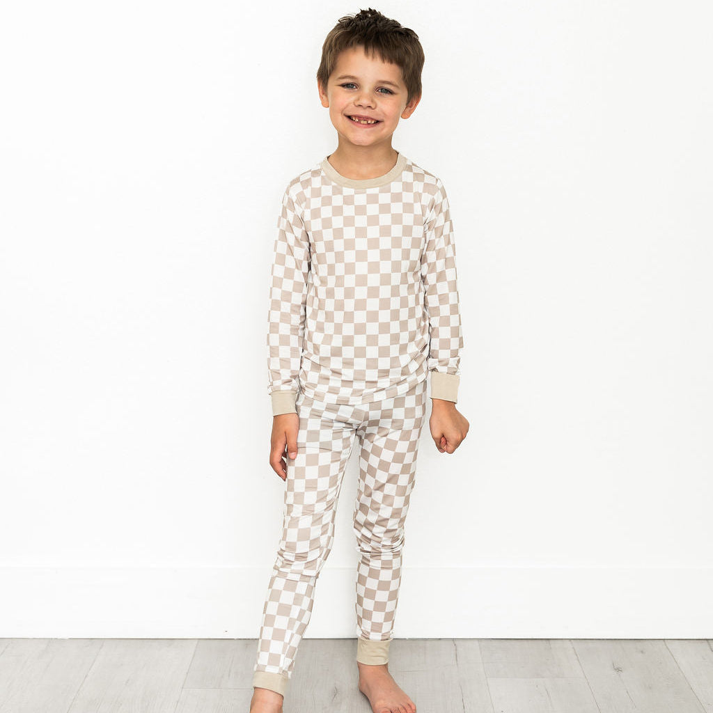 Kids Sand Checker Bamboo Pajama Set