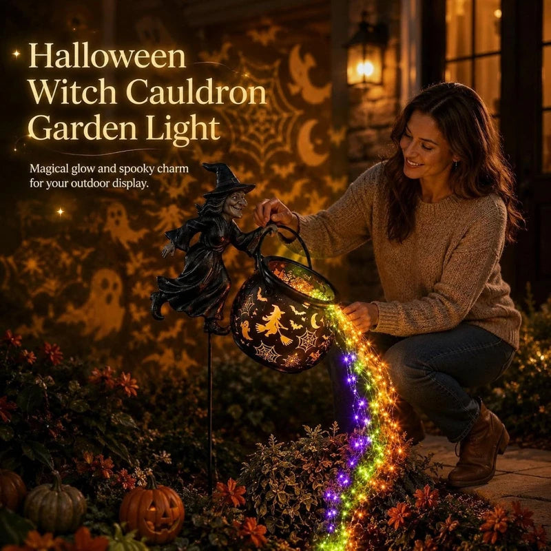 Halloween Witch Cauldron Garden Light