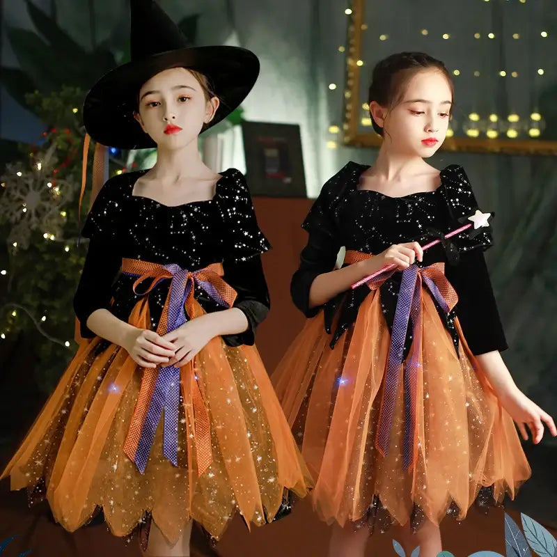 Girls Halloween Witch Dress Costume