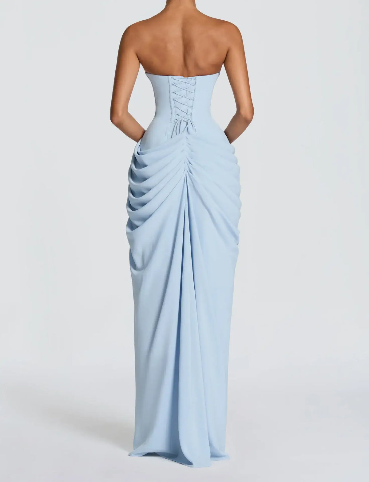 Women’s Strapless Ruched Slit Evening Gown