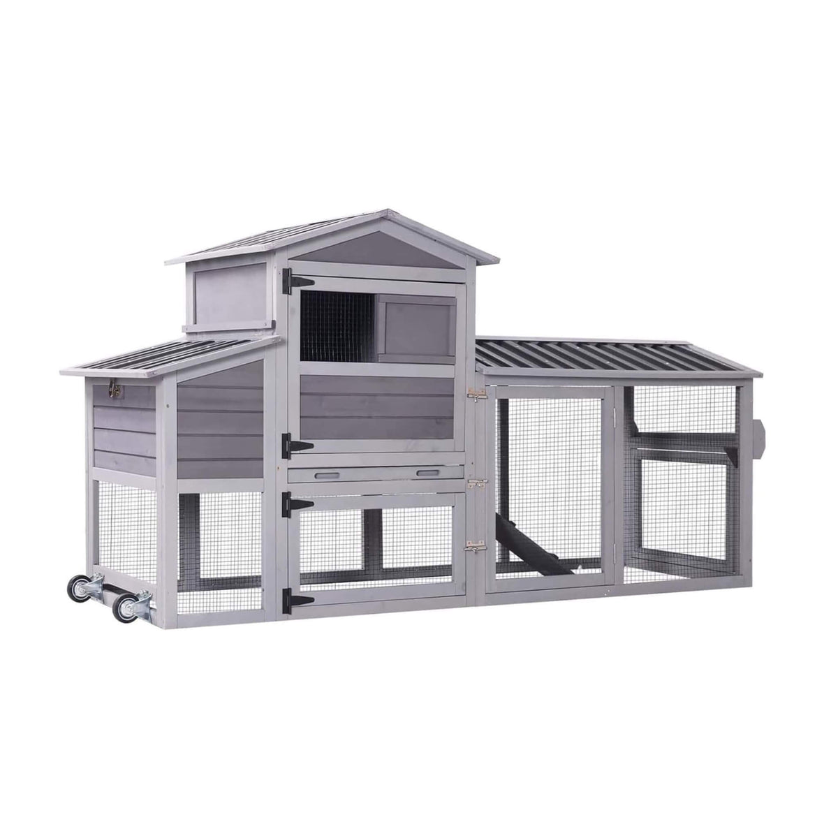 83-Inch Mobile Chicken Coop with Wheels & Nesting Box