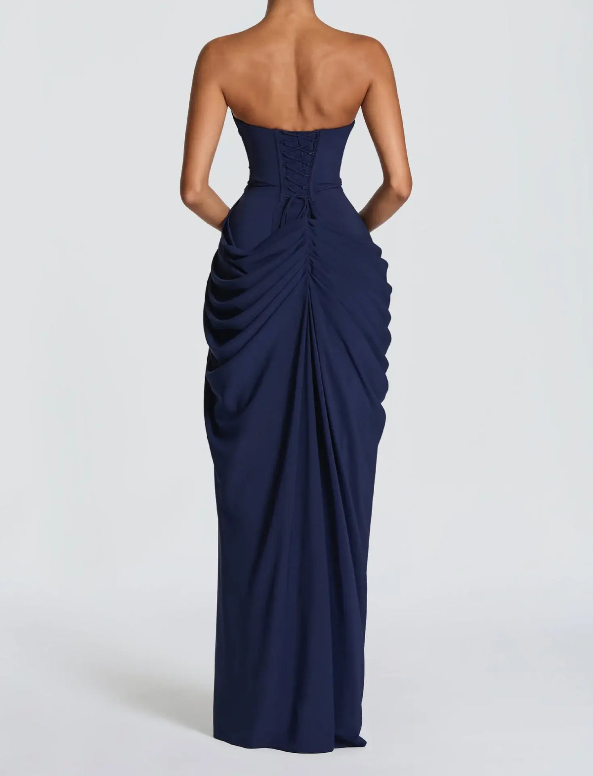 Women’s Strapless Ruched Slit Evening Gown