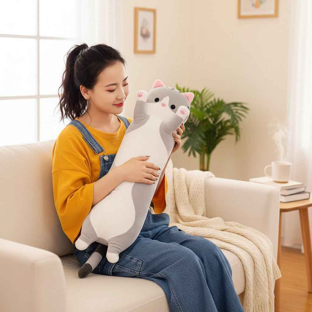 26-Inch Long Cat Plush Pillow