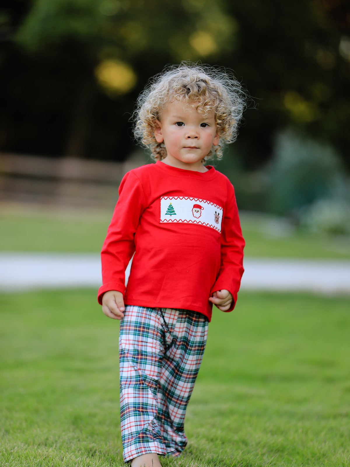 Boys Christmas Plaid Smocked Outfit Set