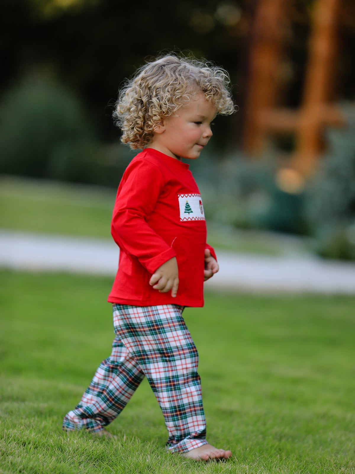 Boys Christmas Plaid Smocked Outfit Set