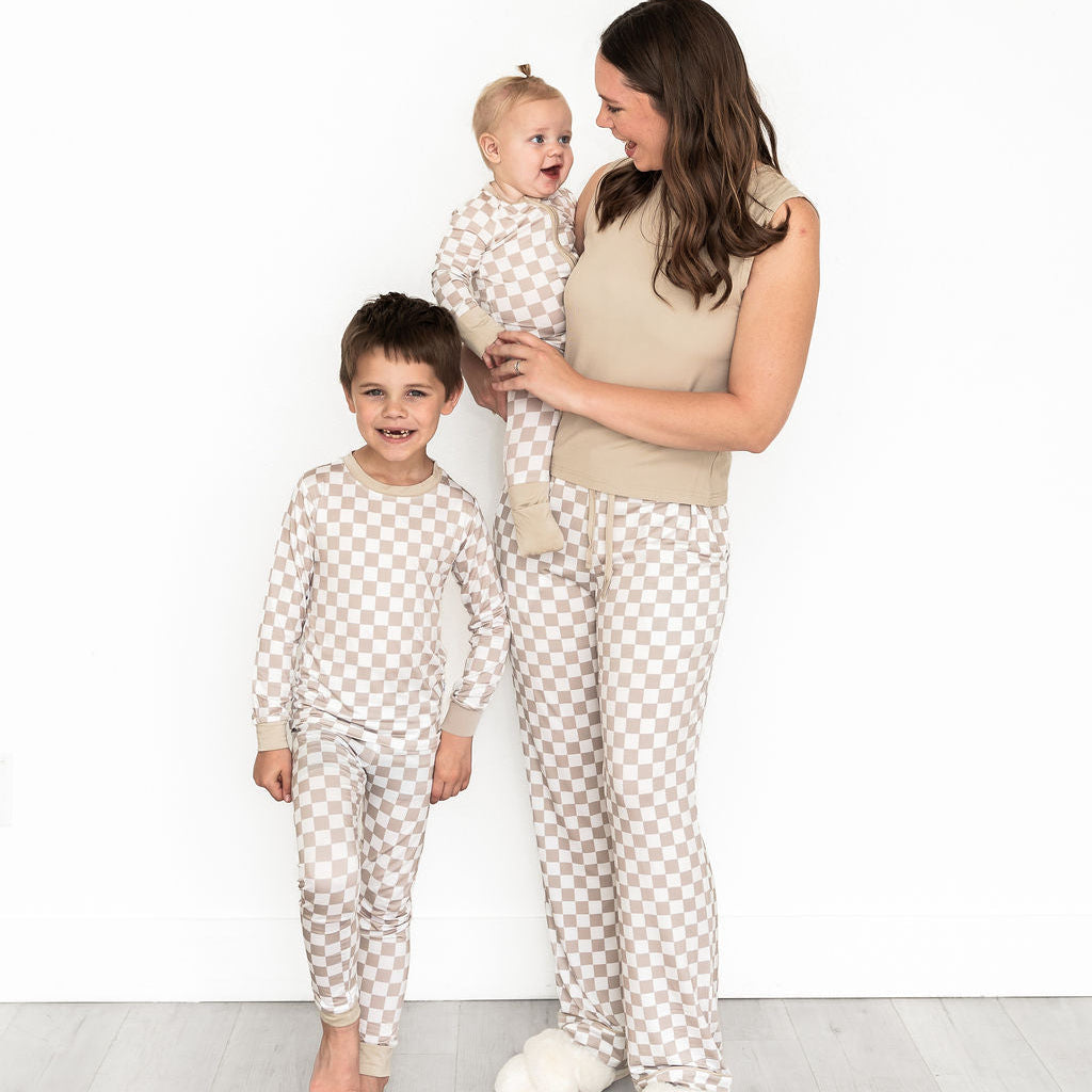 Kids Sand Checker Bamboo Pajama Set